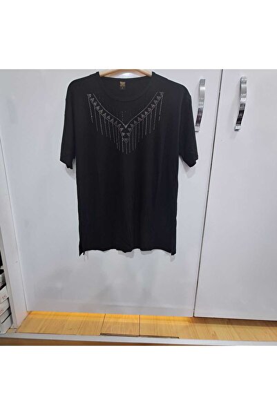 NUR TEKSTİL kadın anne siyah viskon pamuklu penye Taşlı işlemeli büyük beden ...