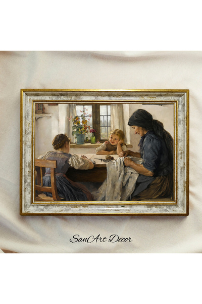 Sanart Çerçeveli Vintage Tablo, Yağlı Boya Tablosu, Çerçeveli Tablo, Sanatsal...