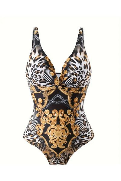 La Saade Y2K Golden Ottoman Baby Swimsuit-Pareo Set