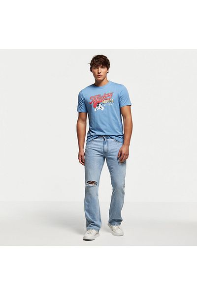SP Characters Mickey Mouse Print T-shirt with Short Sleeves and Crew Neck