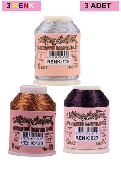 Ziya Dijital 3 Pieces Gold Spike Needle and Lace Thread 20 Gr - Royaleks - No: 428 - 623 - 118