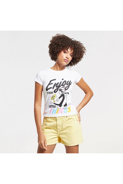 SP Characters Sylvester Print T-shirt with Crew Neck and Cap Sleeves