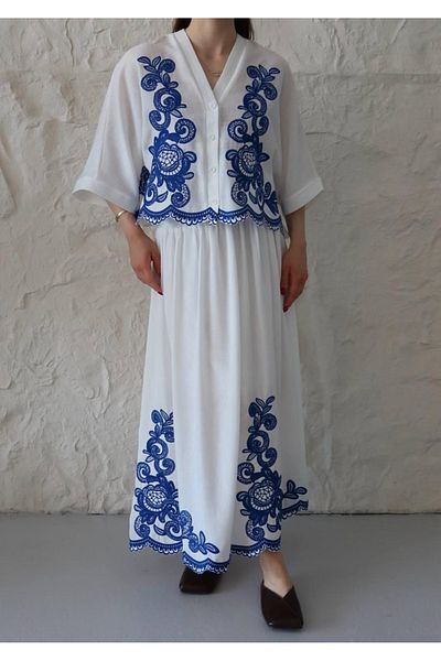 Ekim Store Set pantaloni cămașă brodat