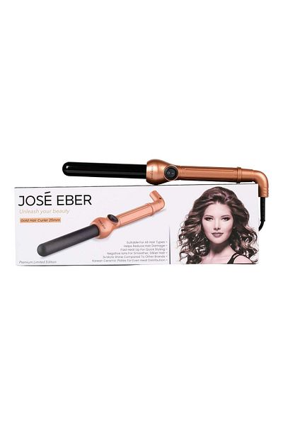 Jose Eber Pro Style 25 mm Clipless Ceramic Curling Iron - Long Lasting and Shiny Curls - Rosegold