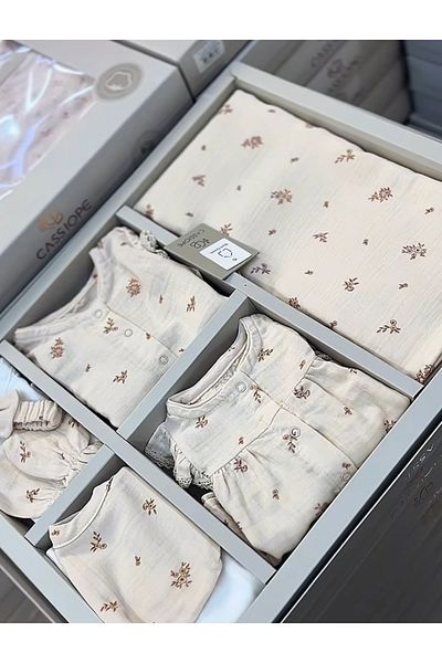 Cassiope Baby Girl Organic Cotton Floral Patterned Muslin Set of 10 Hospital Release 0-3Months