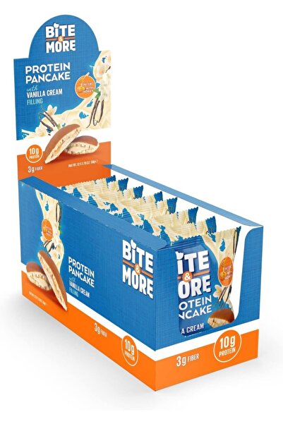 bite & more بان كيك بروتين بنكهة كريمة الفانيليا، غني بالبروتين (عبوة من 12 ق...