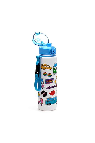 Volkswagen Pop Up Water Bottle, Vw T1 Camper Bus, Impact Resistant, BPA Free, 600 ml