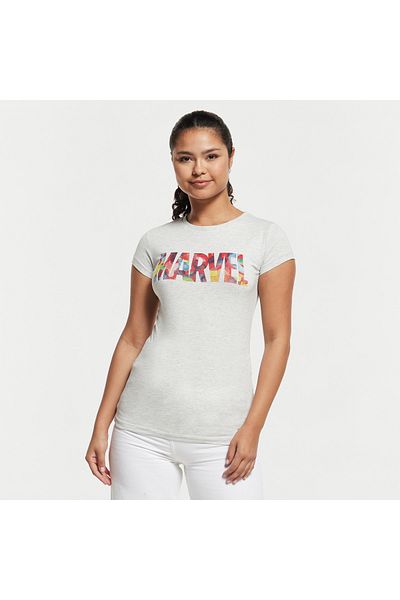 SP Characters Typographic Print T-shirt with Crew Neck and Cap Sleeves