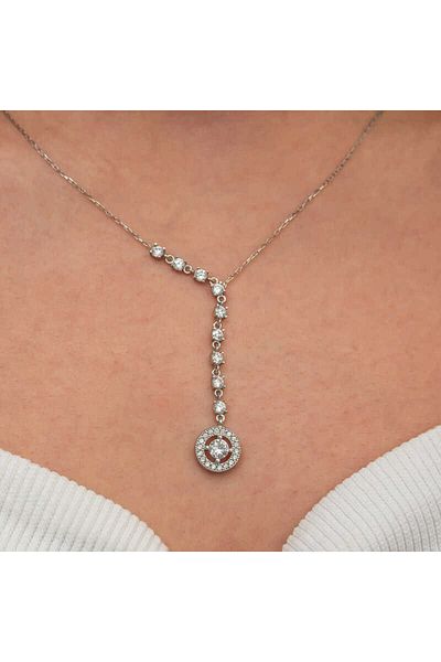 Emperium Silver Row Zircon Stone Circle Women's Necklace