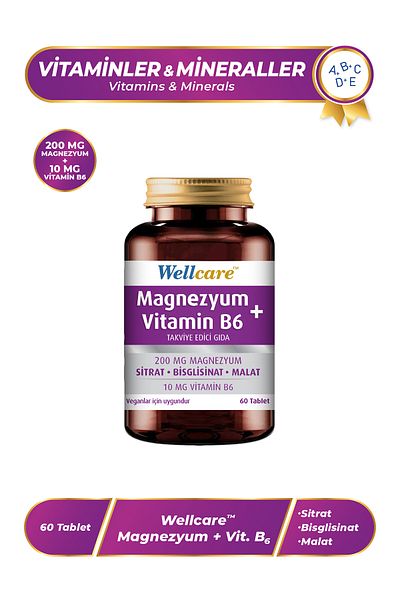 Wellcare Magnesium + Vitamin B6 60 Tablets