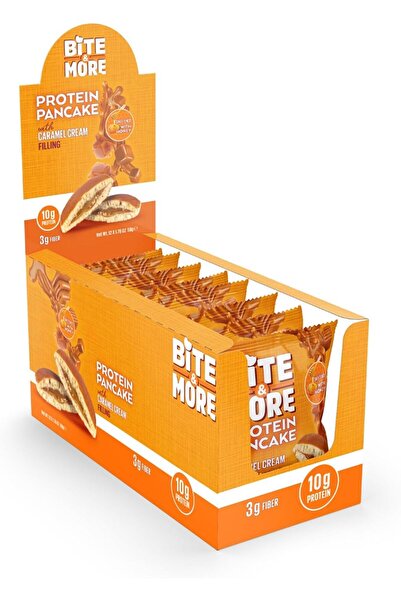 bite & more فطيرة بروتين محشوة بكريمة الكراميل، بدون إضافة سكر، 50 غرام × 12