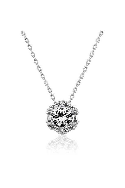 Emperium Silver Ice White Baguette Stone Necklace