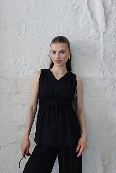 Ekim Store Büzgülü Askılı Belden Bağlamalı İkili Takım