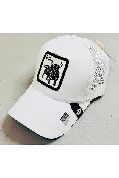 ZERAMİNE Animal Figured Unisex Hat Mesh Sports Hat Adjustable White