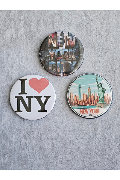 SiestaAccessories New York Temalı Açacaklı Buzdolabı Magneti Üçlü Set / Buton...