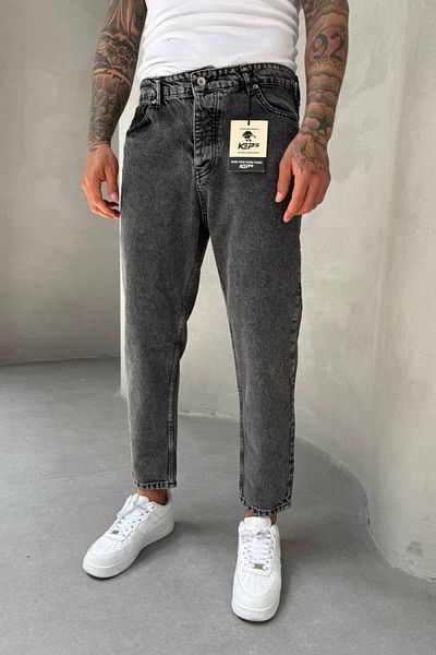MADZEYMODA Boyfriend Mold Denim Υφασμάτινο Γκρι Ανδρικό τζιν παντελόνι KE-274
