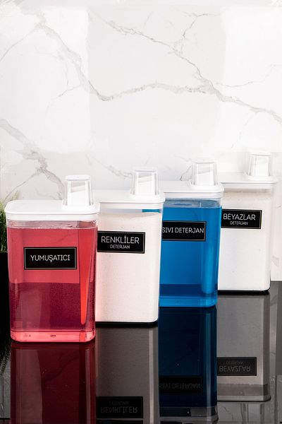 Dolkin Home Set of 4 Self-Scale Detergent Dispenser Box Colors Whites Liquid Detergent Softener 3000ml