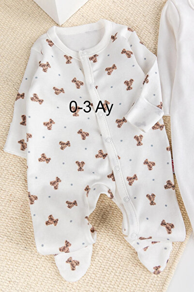 Babymod Teddy Bear Printed Cotton 2-Piece Baby Rompers