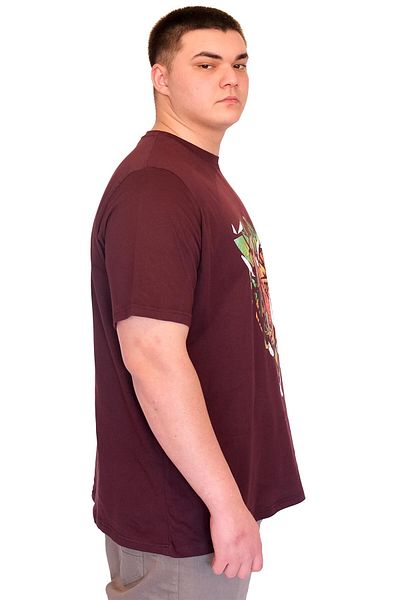 ModeXL Mode XL Large Size Men's T-Shirt Crew Neck Tiger Printed U25007 Plum