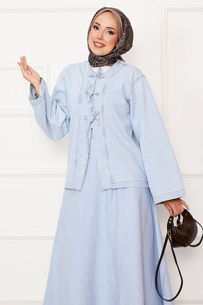 EBRUTESETTÜR Lace Detailed Skirted Denim Double Set