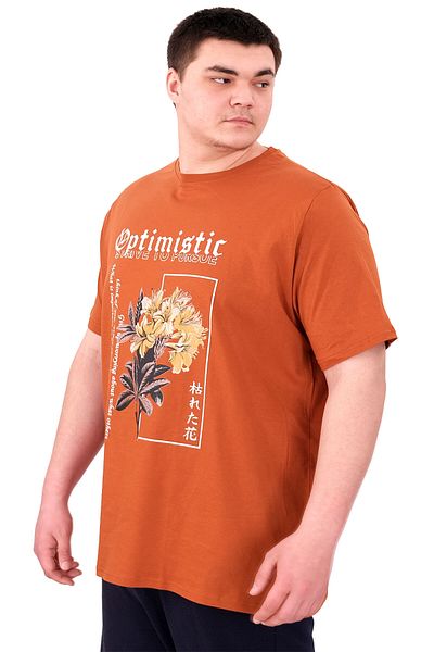 ModeXL Mode XL Large Size Men's T-Shirt Crew Neck Optimistic U25028 Cinnamon