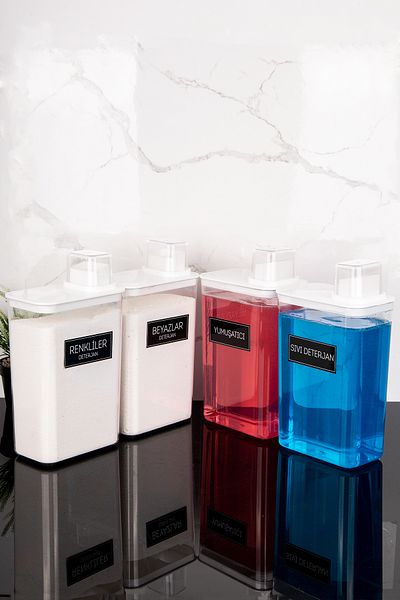 Dolkin Home Set of 4 Self-Scale Detergent Dispenser Box Colors Whites Liquid Detergent Softener 3000ml