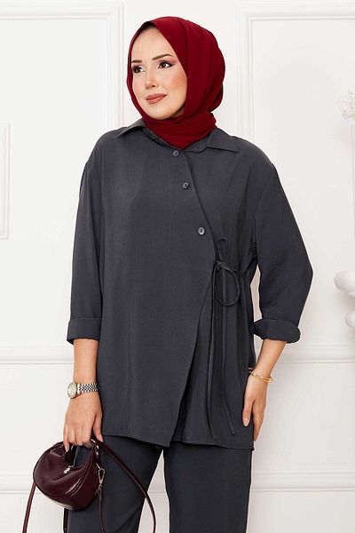 EBRUTESETTÜR Side Tie Button Detailed Hijab Suit