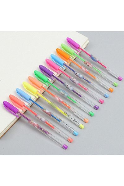 Evelise Set Of 36 Scented Gel Pens With Glitter, Writing Thickness 1 Mm, Multicolor