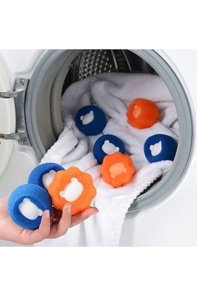 Evelise Set Of 4 Balls For Washing Machine, Pet Hair Removal, Blue / Orange
