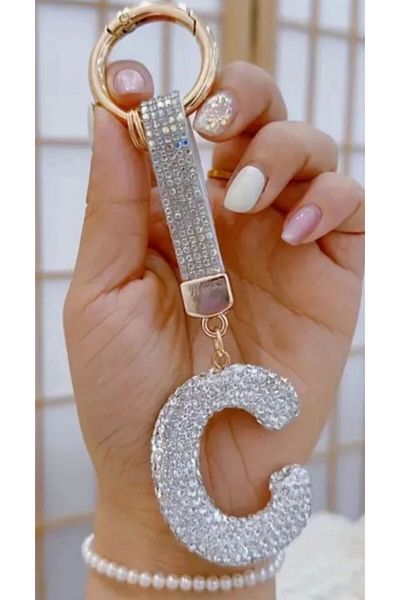 PARLAK EVREN Stone Letter Keyring or Bag Accessory
