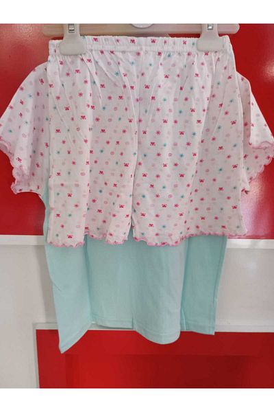 HİKMET Summer Short-Sleeved Shorts Girl's Cotton Bottom Top Pjs Homewear