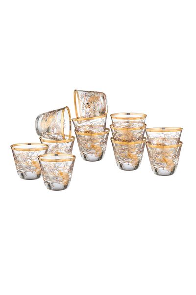 Dania Saudi coffee cup set, made of clear crystal, laser-engraved, in the shape of a bird, 12 pieces