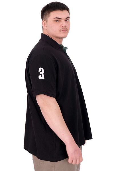 ModeXL Mode XL Large Size Men's T-Shirt Polo Collar Embroidery Detail U25311 Black