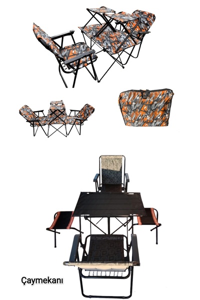 çaymekani KAMP SETİ 2+2+1 Katlanır sandalye, çantalı katlanır masa katlanır t...