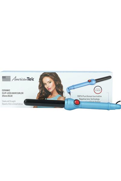 American Tek Ceramic Hair Curler – Fast Heat-Up Curling Iron – Long-Lasting Curls – American Q