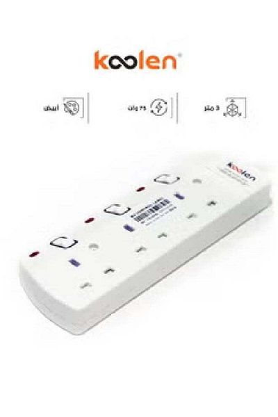 Koolen محول طاقة 3 مقابس 3 أمتار 2 مدخل USB أبيض