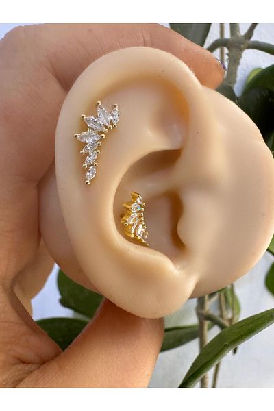 Arescollection 1 Piece Zircon Stone Cartilage Helix Compatible Piercing