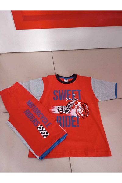 HİKMET Summer Short Sleeve Boy's Sports Cotton Bottom Top Pajamas Homewear