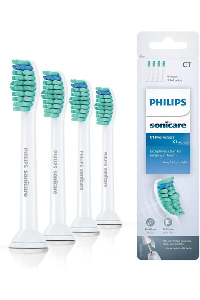Philips Sonicare ProResults Standard sonic toothbrush heads (Model HX6014/07), White, 4er Pack
