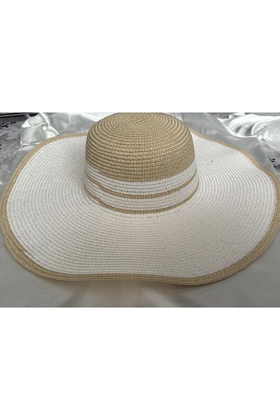 PARLAK EVREN Cream White Straw Hat