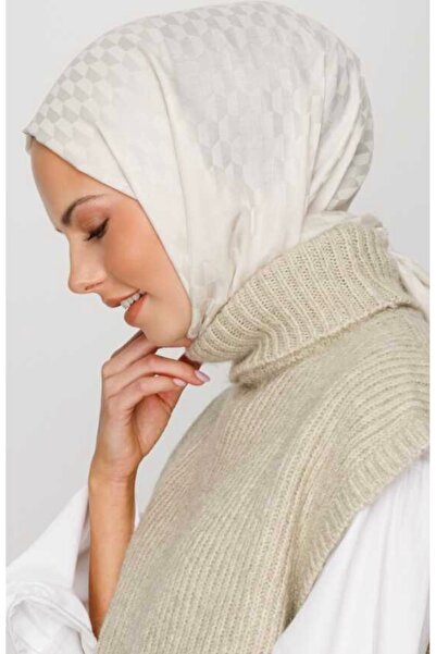 VALORSCARF Valor qoza desen ipek jakar şal kırık beyaz