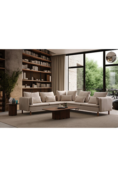 S Home Design Concept Luna Modüler 5 Modül L Köşe Koltuk Takımı Kırık Beyaz Babyface Kumaş Dairenize Teslim