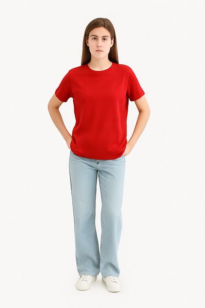 EydaMoon Women's Regular Lycra Single Jersey 100% Cotton Fabric Crew Neck Basic T-Shirt