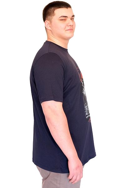 ModeXL Mode XL Large Size Men's T-Shirt Crew Neck Chill Out Printed U25008 Navy Blue