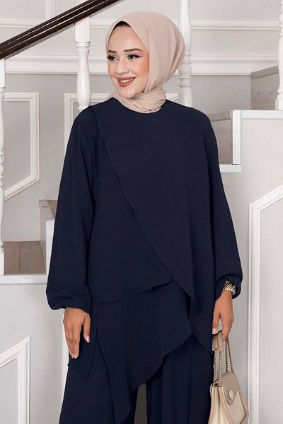 EBRUTESETTÜR Asymmetrical Cutting Aerobin Hijab Double Set