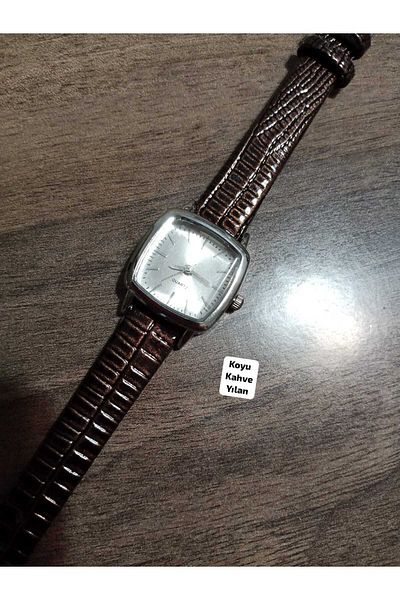Brality New Fashion Minimal Vintage Retro Women Wrist Watch.. Dark Coffee Band.. Silver Case... 0034