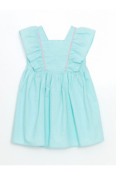 LC Waikiki Lcw Kids Square Collar Linen Girl's Dress