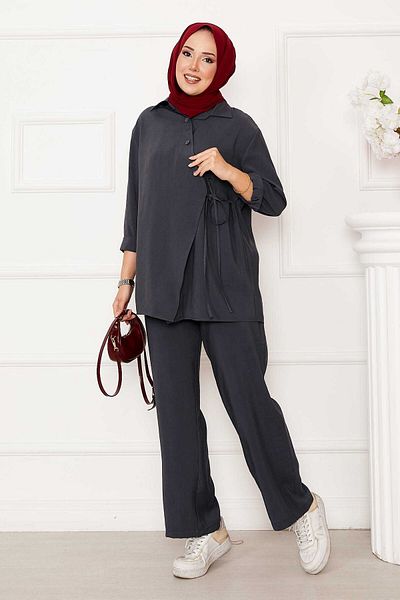 EBRUTESETTÜR Side Tie Button Detailed Hijab Suit