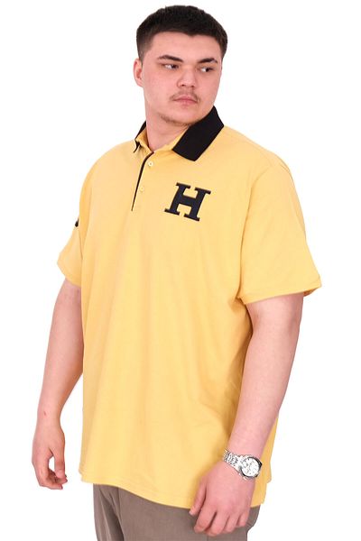 ModeXL Mode XL Large Size Men's T-Shirt Polo Neck H Brouded U25312 Mustard