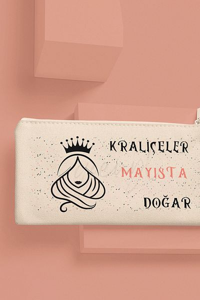 qoeuyl boutique Queens Are Born This Month Printed Birthday Gift Cloth Makeup Bag Pen Holder Wallet